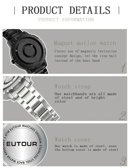 EUTOUR Fashion Magnetic Ball Quartz Watch